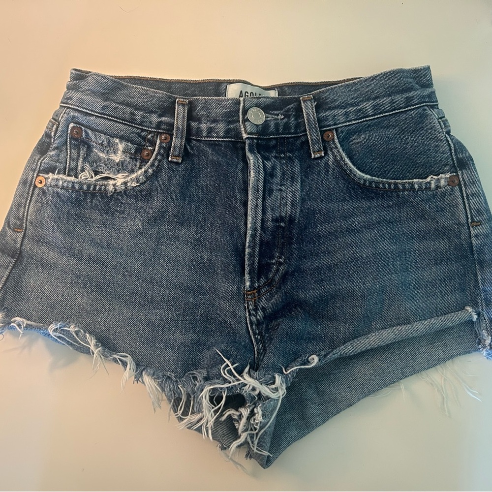Agolde Blue Jean Shorts Distressed Vintage Style